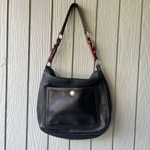 VTG Coach Legacy Black Pebbled Leather Hobo Bag | Fuchsia Lining 9379